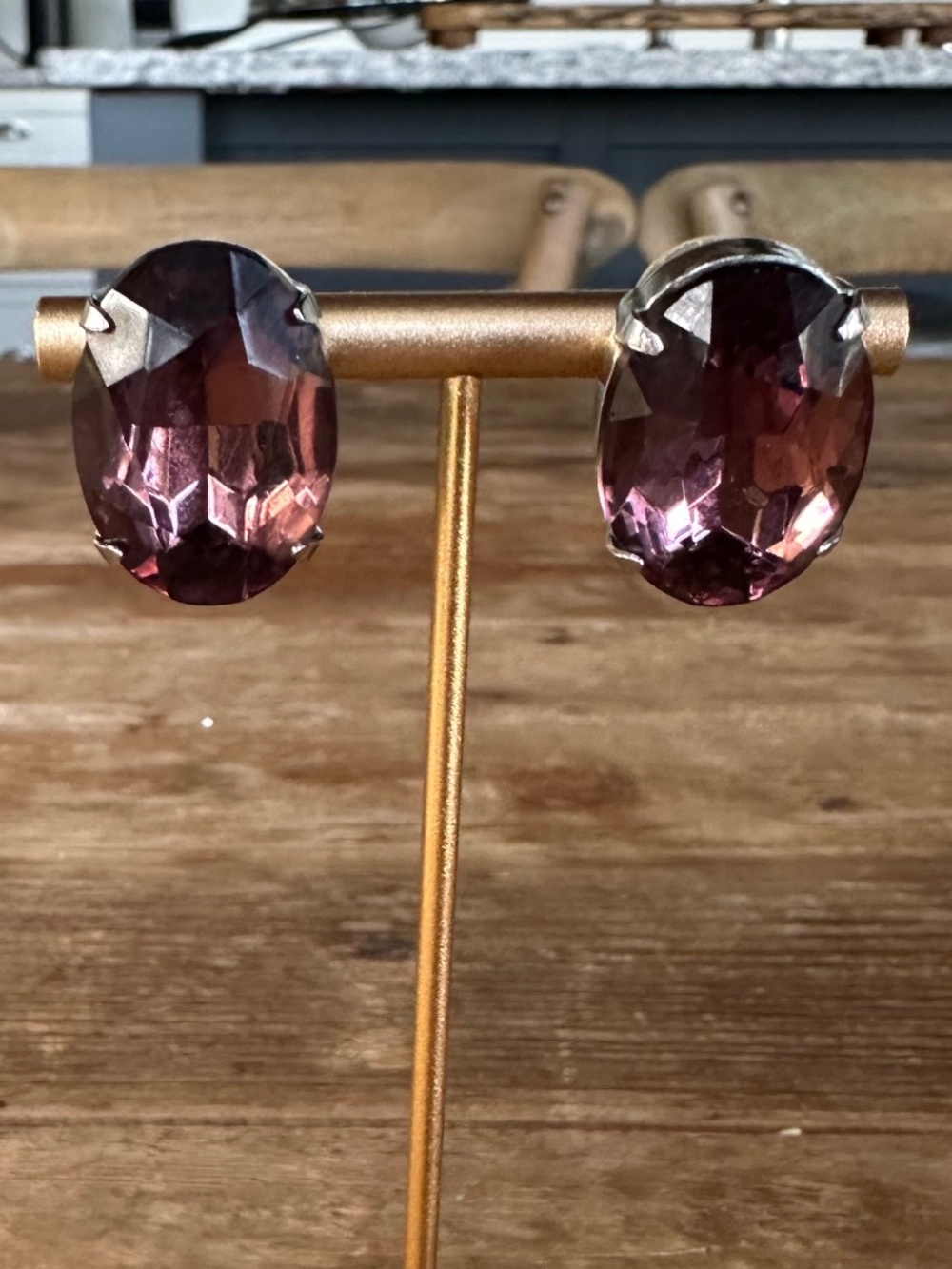 TOVA - Amethyst Purple Oval Earrings - Statement Chic - Picture 5 of 11